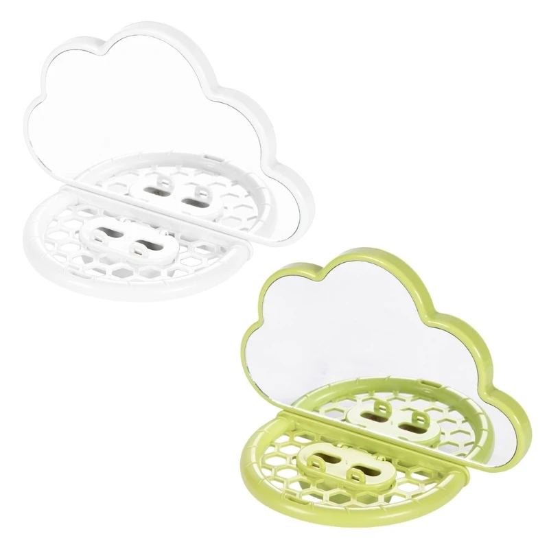 Clouds Pattern Bird Feeders Plastomer White Green with Mirror for Pet Owners and Breeders Parrots Exercise Equipment