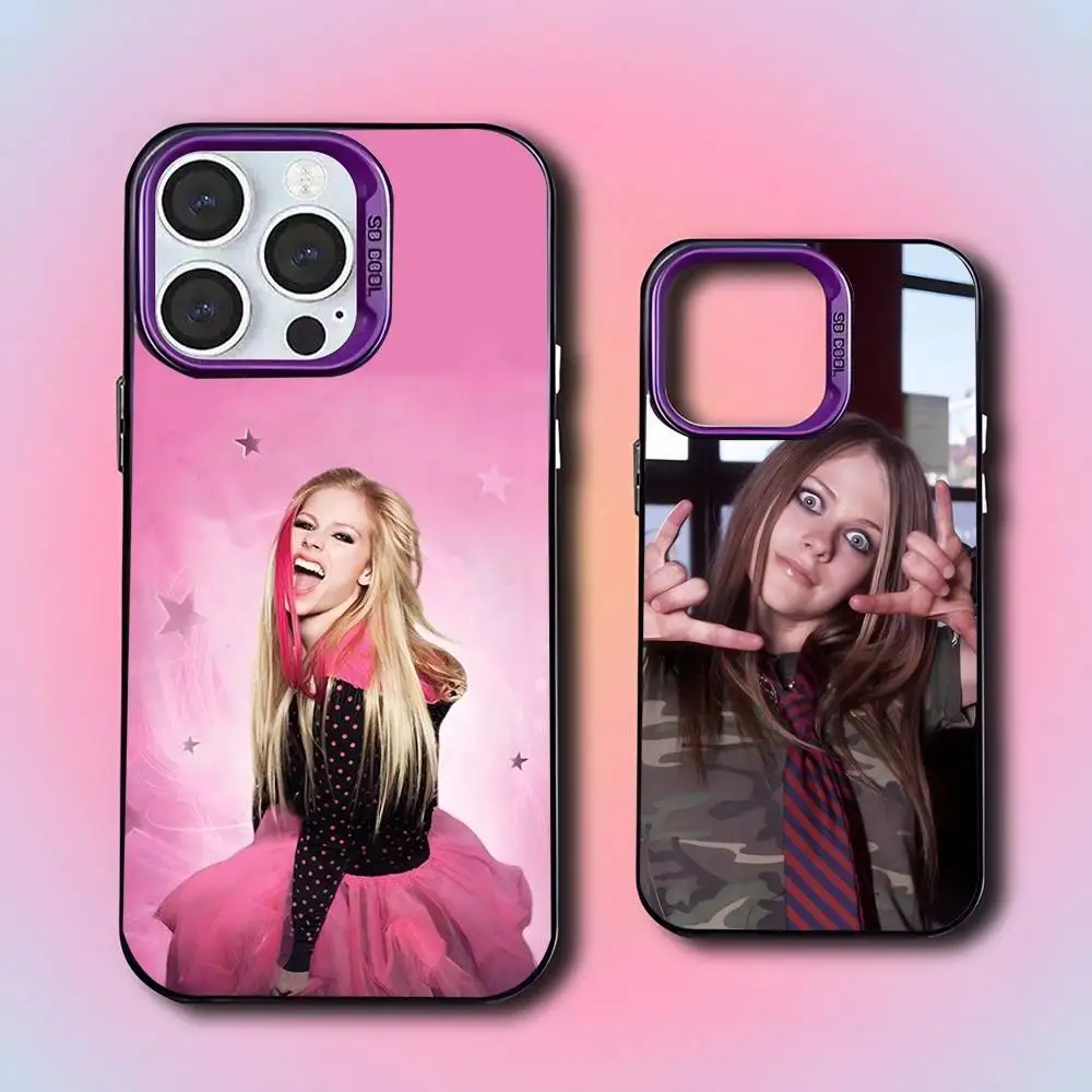 

A-Avril Punk L-Lavigne For iPhone 17,16,15,14,13,12,11,Mini,Pro,E,SE4,XS,MAX Purple Shockproof Candy Matte Cover