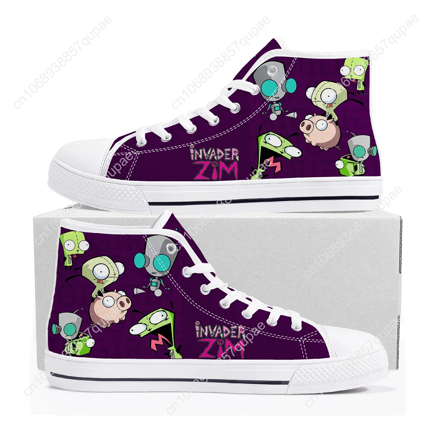 Zim Invader Cartoon Anime High Top High Quality Sneaker Mens Womens Teenager Canvas Sneaker Custom Made Shoes Customize DIY Shoe - view 2