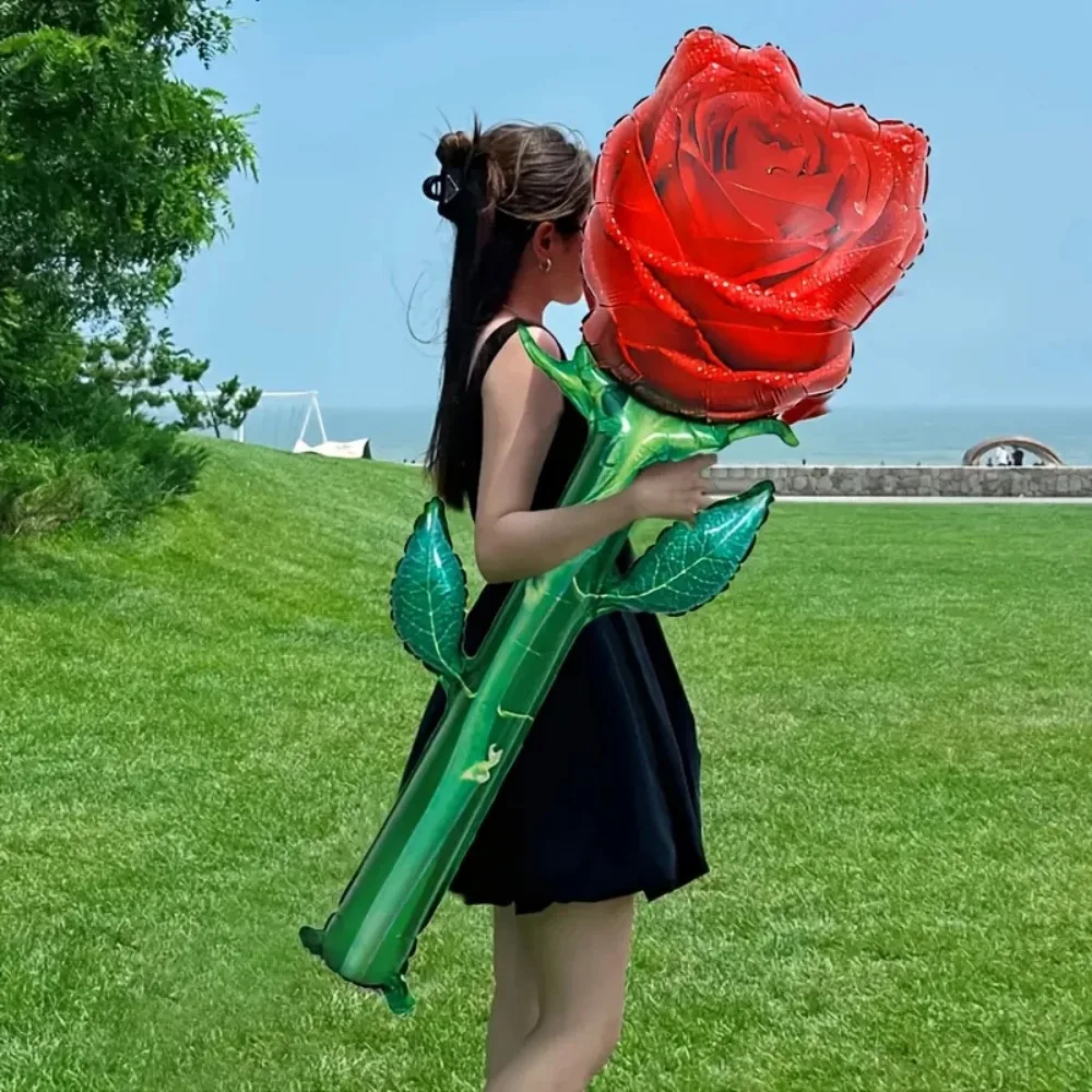 

Hand-held Aluminum Film Rose Balloon Large Size Red Color Balloon Simulation Design Foil Balloon Wedding Proposal