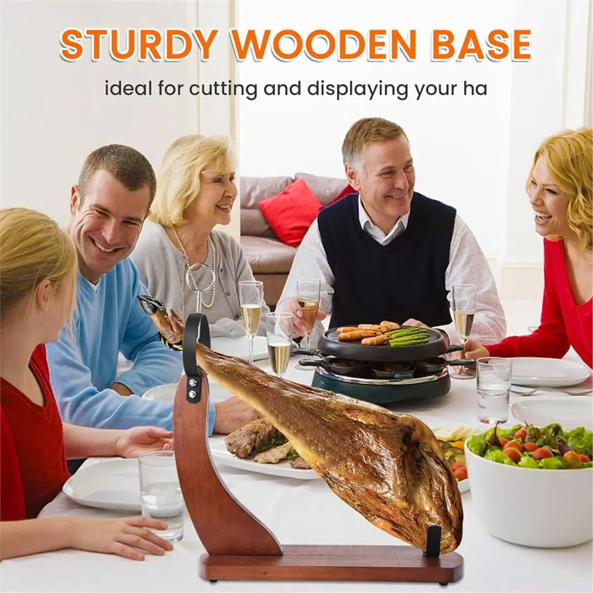 1 Pc Ham Stand, Wooden Ham Stand, Ham Holder Stand for Carving Spanish Hams and Italian Prosciutto, Sturdy Wood Board