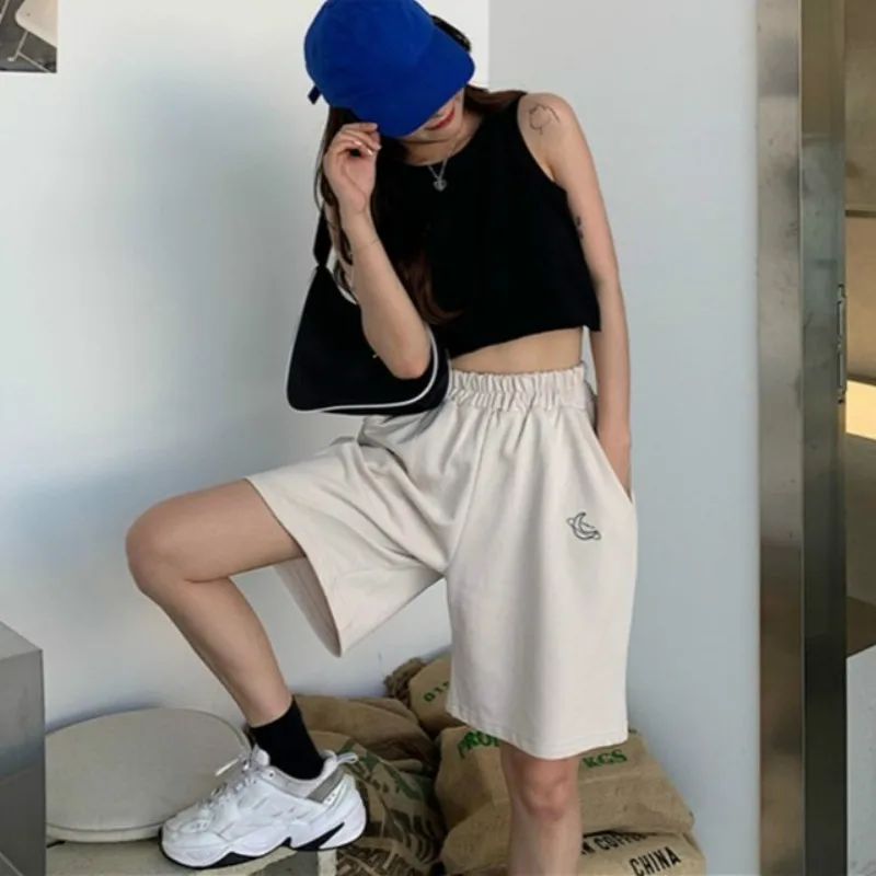 Shorts Women Embroidery Elasticity Lovely Girls Korean Style Sweet Students Harajuku Colorful Simple Hot Sale Trousers Female