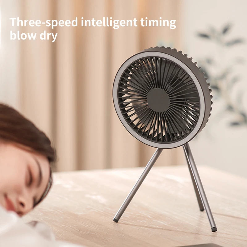 VGR-ventilador eléctrico recargable para acampada, dispositivo circulador de escritorio, inalámbrico, de techo, con Banco de energía, iluminación LED, 4000mAh / 10000mAh