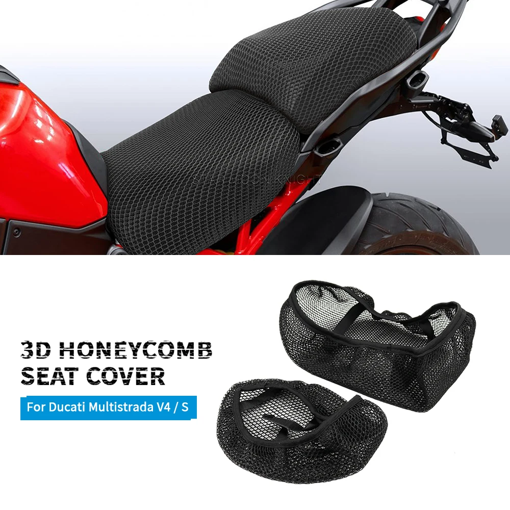 Motorcycle Seat Cover For Ducati Multistrada V4 S V4S 2021 2022 2023 - 3D Mesh Fabric Breathable Seat Cushion Protective Covers