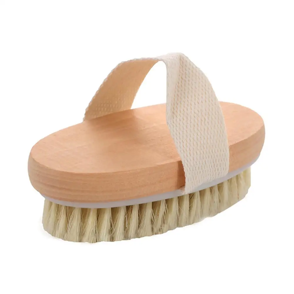 1PCS Wet Dry Dual-purpose Skin Body Natural Bristle Brush Soft SPA Brush Bath Massager Home Bathroom Exfoliator Shower Brush