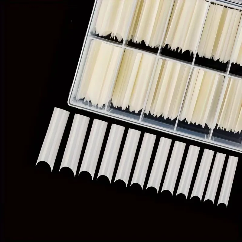 240 Stück vorgefertigte Nagelspitzen (französische quadratische Spitzen), extra lange, sargförmige, halbe Abdeckung, extra lange, extra lange Nagelspitzen im Damenstil, transparente Stücke