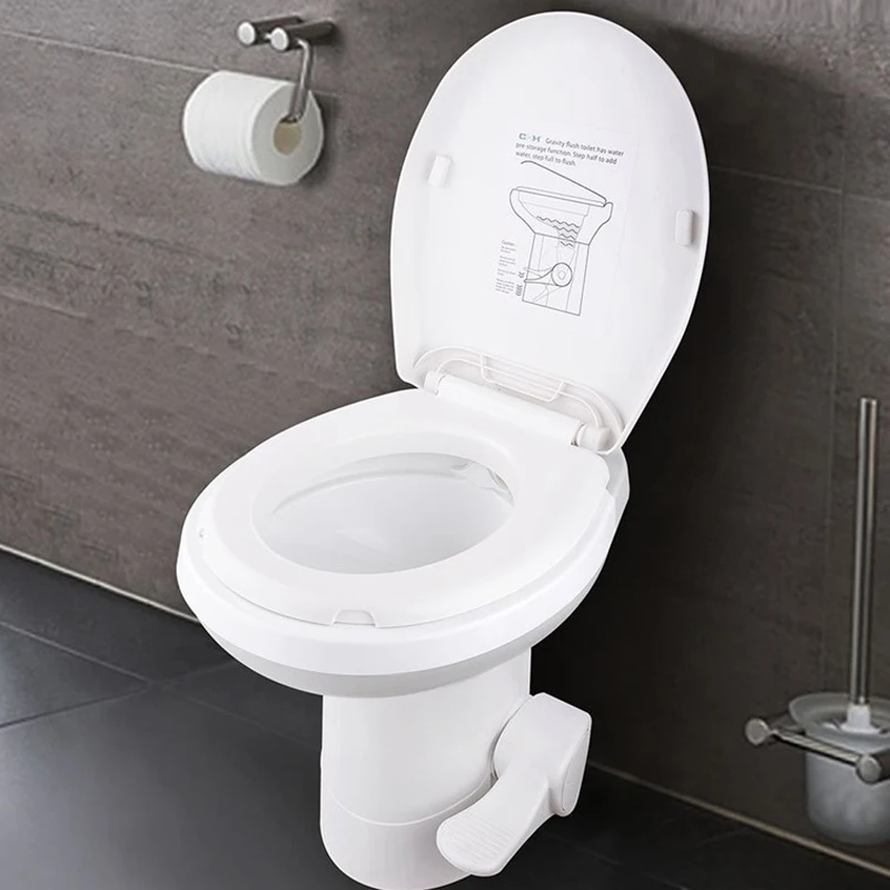 Outdoor Camping RV Portable Toilet Foot-operated Dual-Flush Concealed Tank Floor Mounted For RV Camping, Marine And Boating Use