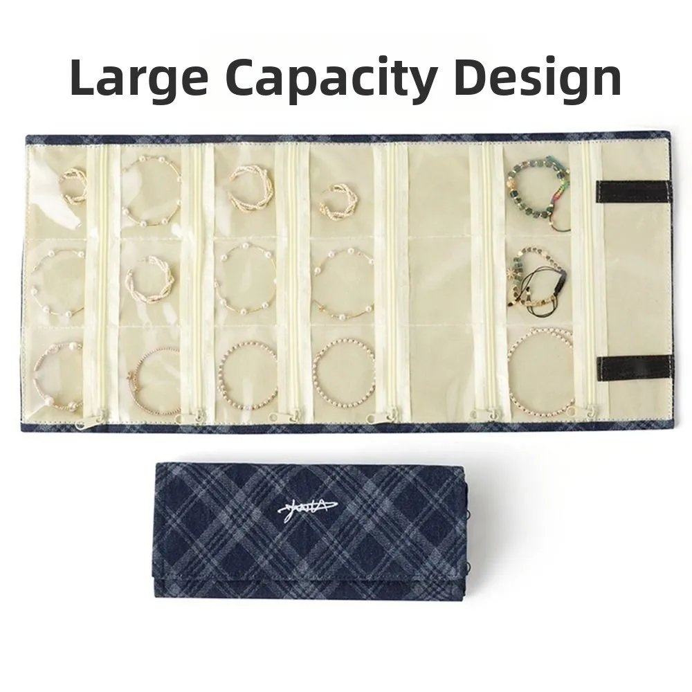 

9/18 Grids Jewelry Display Bag Durable Portable Bangle Protective Bag Elegant Roll Up Necklaces Storage Pouch Jewelry Display