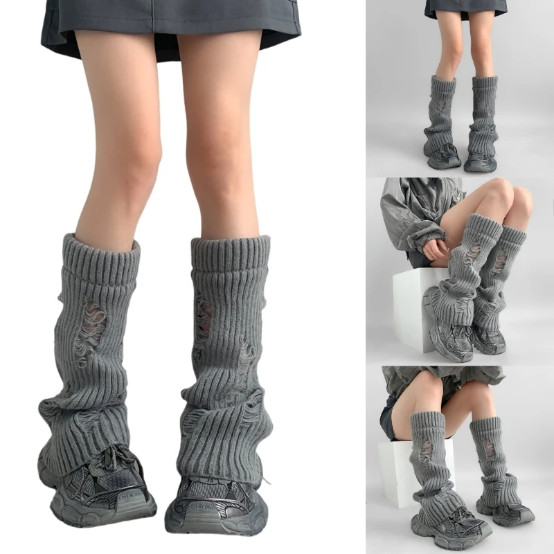 

Womens Lolitas Ribbed Knitted Long Socks Leg Warmers Harajuku Japanese Lovely Boot Socks Winter Ankle Heap Socks Gifts