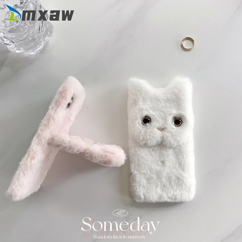 Cute Cat Ears Phone Case For Motorola Moto G Stylus Edge 2021 Edge 20 Lite S Pro G60S G50 G100 G60 G40 Fusion Plush Back Cover