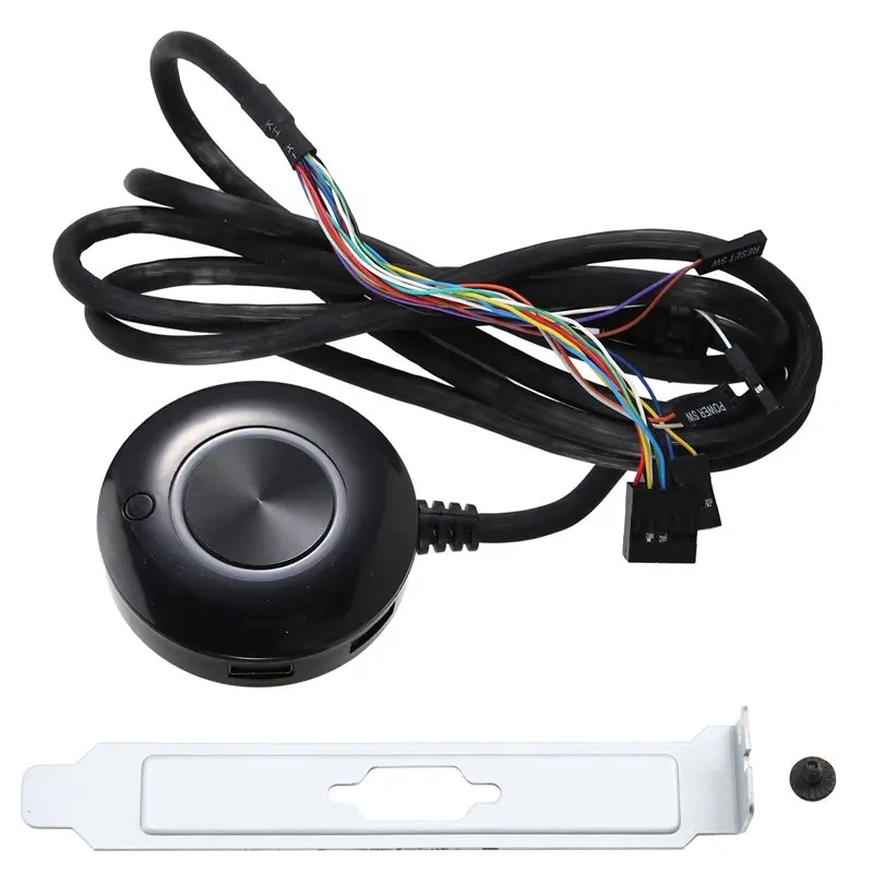 X64A-Desktop Host Switch Button With Dual USB Audio Adapter Adhesive External Boot Button For Computer Desktops