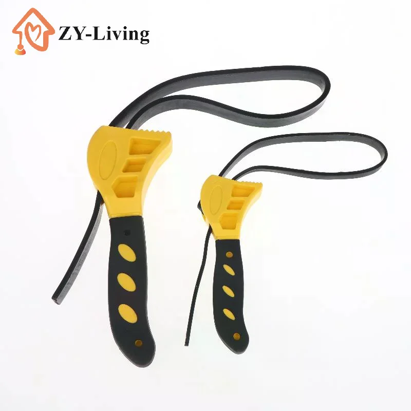 Llave ajustable con correa de goma, agarre antideslizante, ajuste Universal para fontanería, reparación de automóviles, tareas de mantenimiento DIY, 1/2 Uds.
