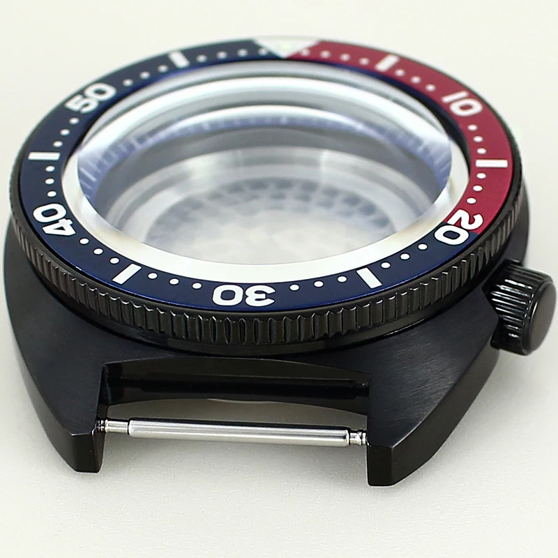 Pvd أسود 41 مللي متر ساعة ميكانيكية حافظة الياقوت الزجاج مع حلقة الفصل ل Mod SKX أذن البحر Seiko NH35 NH36 NH34 NH38 أجزاء الساعة
