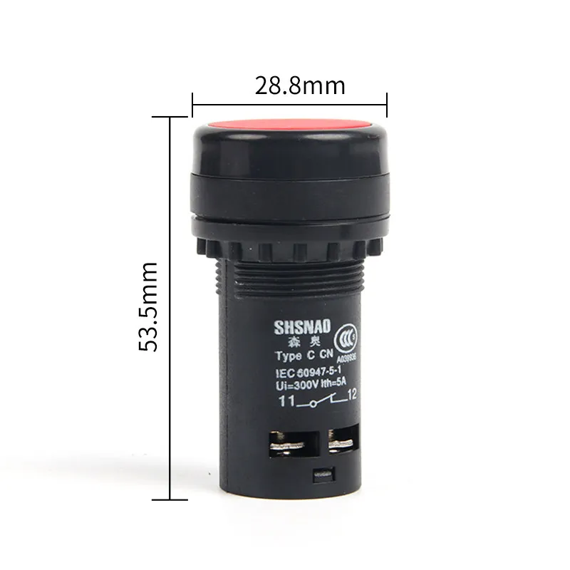 LA39J-11B Push Button Switch Momentary Red Green 1NO 1NC 22mm Economy Type Silver Contact for Industrial Control Equipment