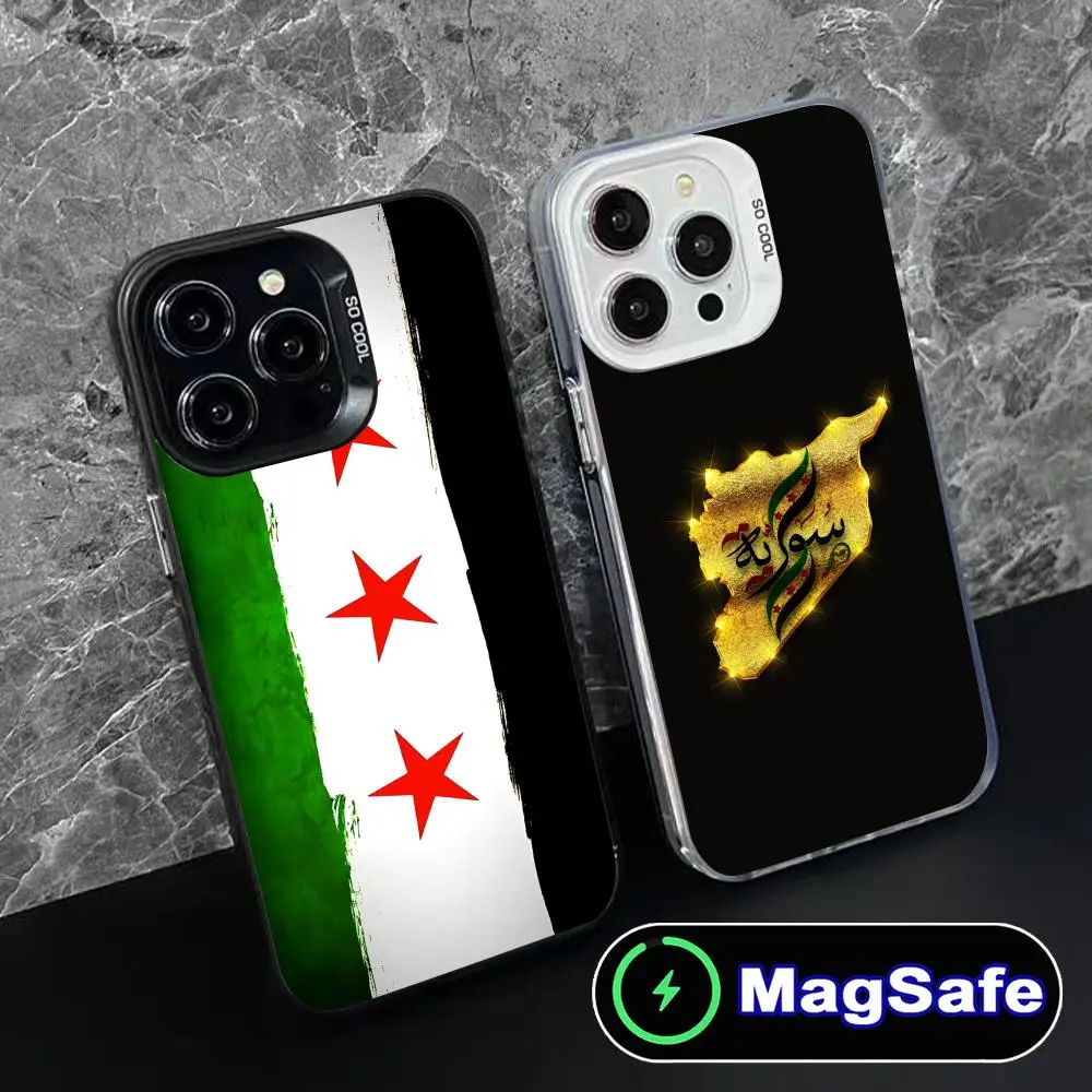 

Чехол для мобильного телефона с флагом Сирии для iPhone 17, 16, 15, 14, 13, 12, 11 Air Pro Max Plus, полупрозрачный цветной чехол MagSafe для мобильных телефонов