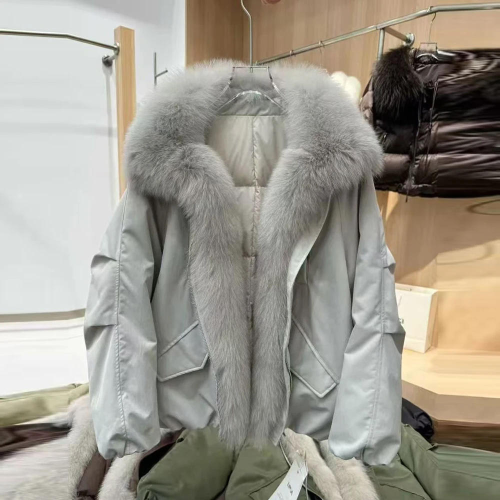 

Fur Collar ort Thiened Warm Du down Jaet Women's Parka Coat l Fur Collar European Sle Loose Fit