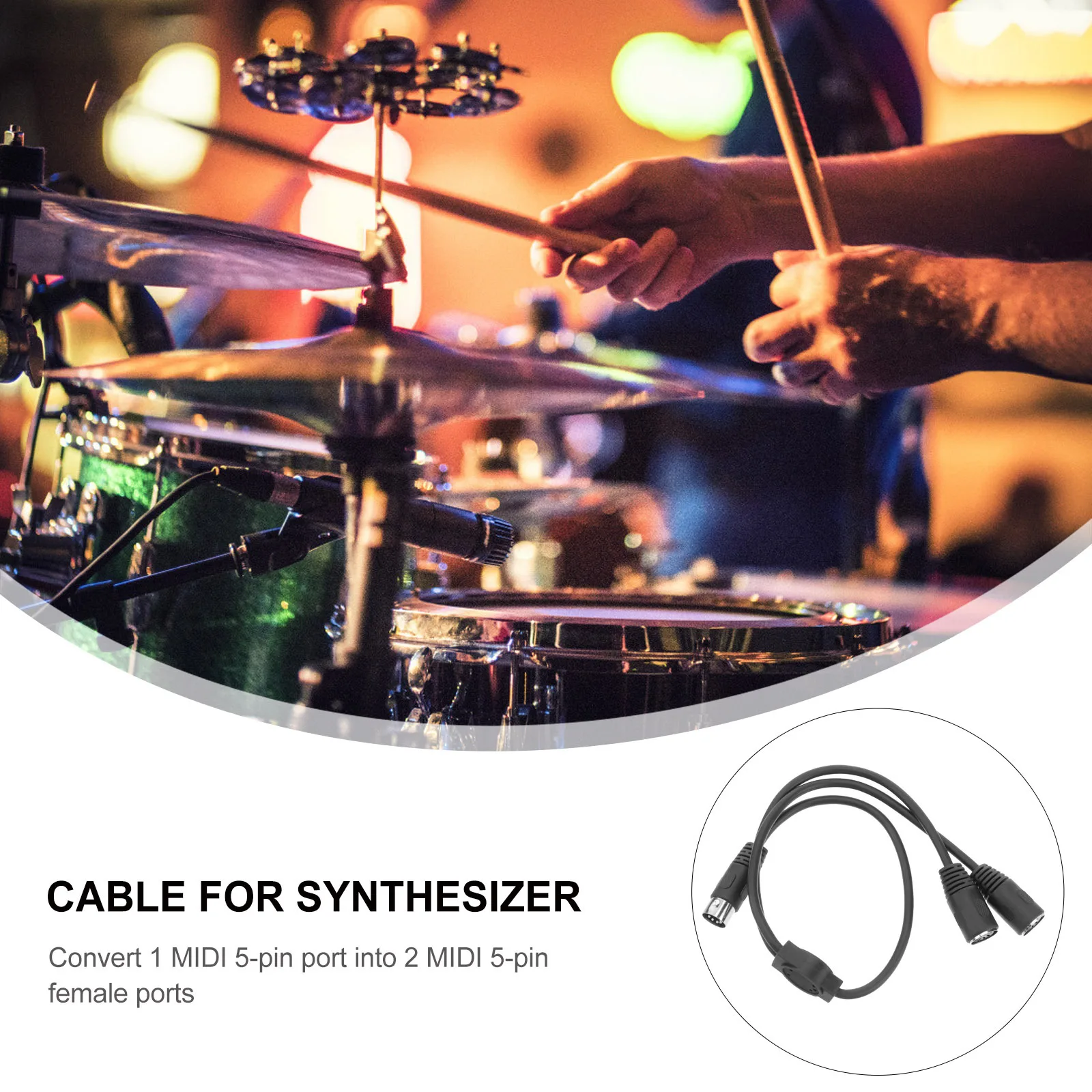 

0.5m Din 5-Pin Midi Splitter Cable Male to 2 Female Adapter for Synthesizer Keyboard Audio Connection Cable for Electric Piano