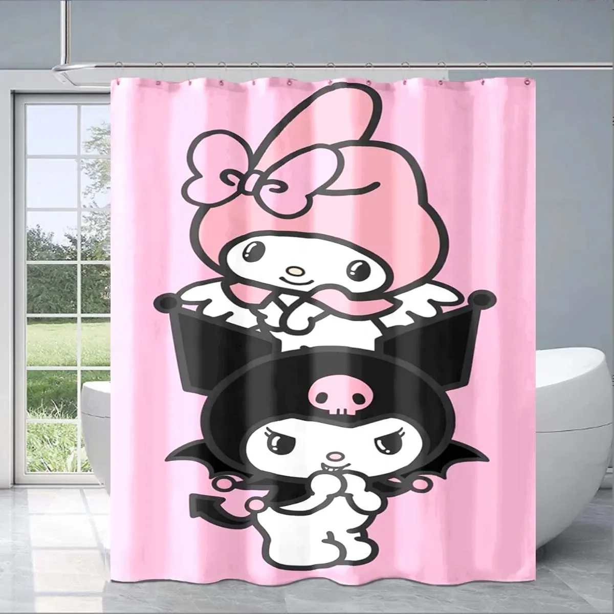 

Shower Curtain 3D Printing Cartoon Cute Sanrio Pink My Melody Waterproof Curtain Adult Children's Bathroom Decorative Child Gift