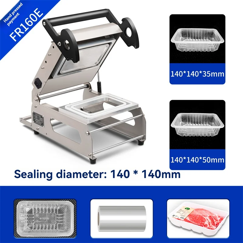 

FR160E Takeaway Box Sealing Machine Hand Pressure Sealing Film Packaging Machine Fresh-keeping Box Sealing Machine
