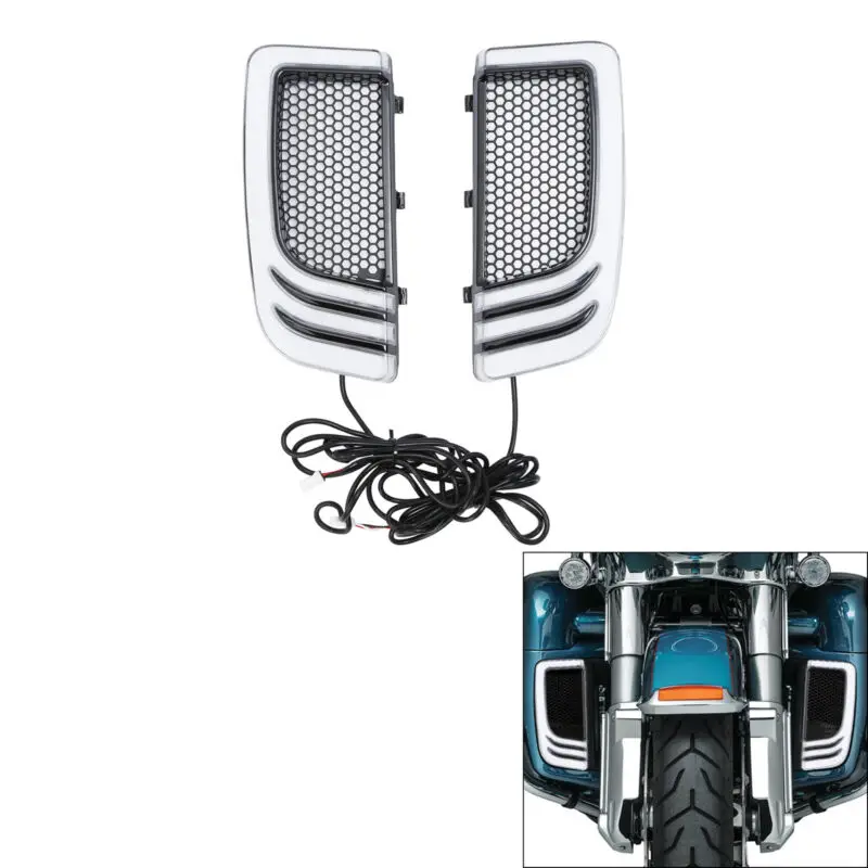 

Motorcycle LED Fairing Lower Grill Turn Signal Light For Harley Touring Road King Street Electra Glide 2014-2023