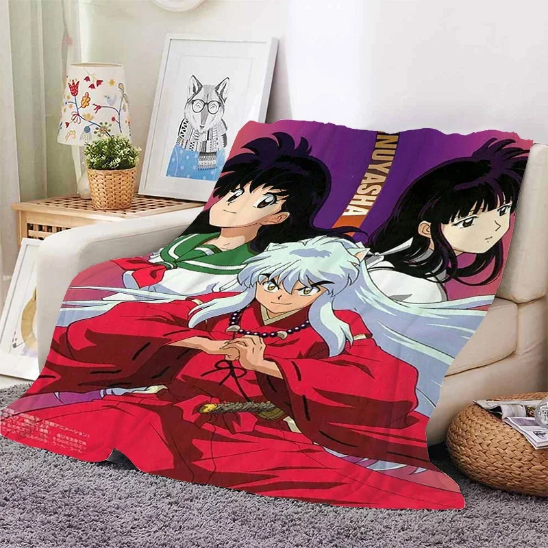 Digital Print Anime Fleece Blanket Sofa A-Inuyasha Microfiber Bedding Warm Winter Bed Camping Nap Fluffy Soft Blankets King Size