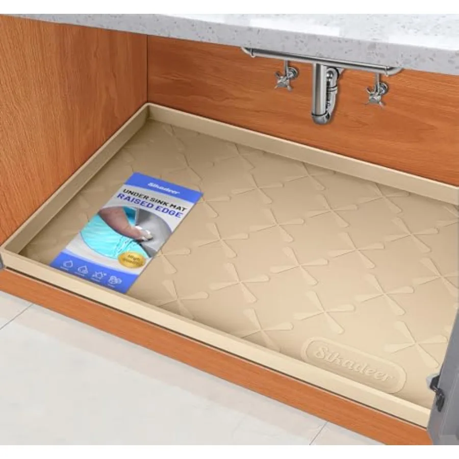 

SIKADEER 37" x 22" Under Sink Mat Waterproof, Silicone Mat Kitchen Drawer Shelf and Cabinet Liner, Sink Protector for Kitchen O