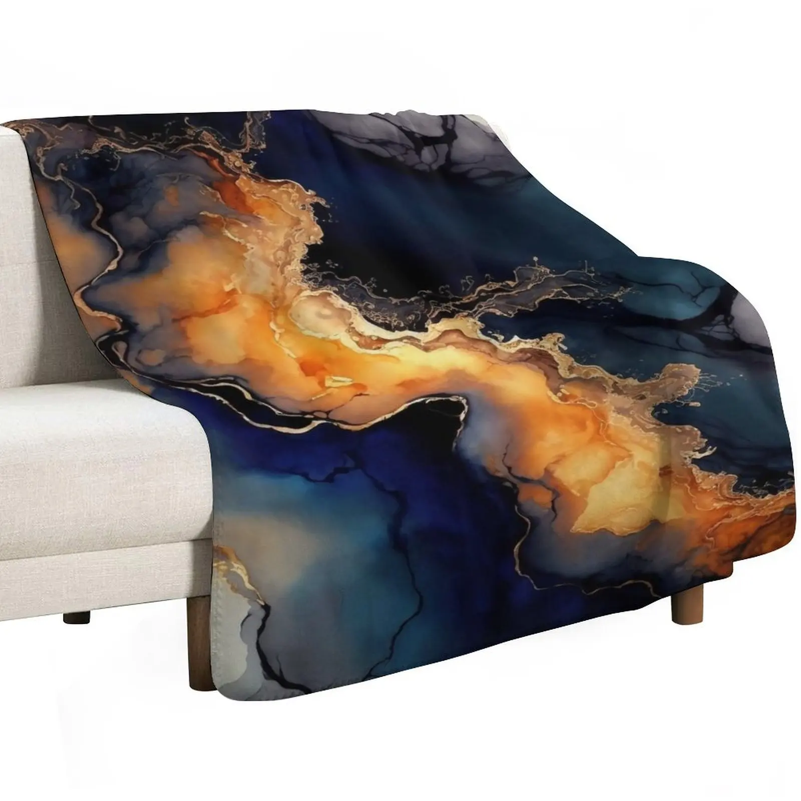 Volcanic Waves - Abstract Alcohol Ink Resin Art Throw Blanket Bed For Baby Moving Beach anime Blankets