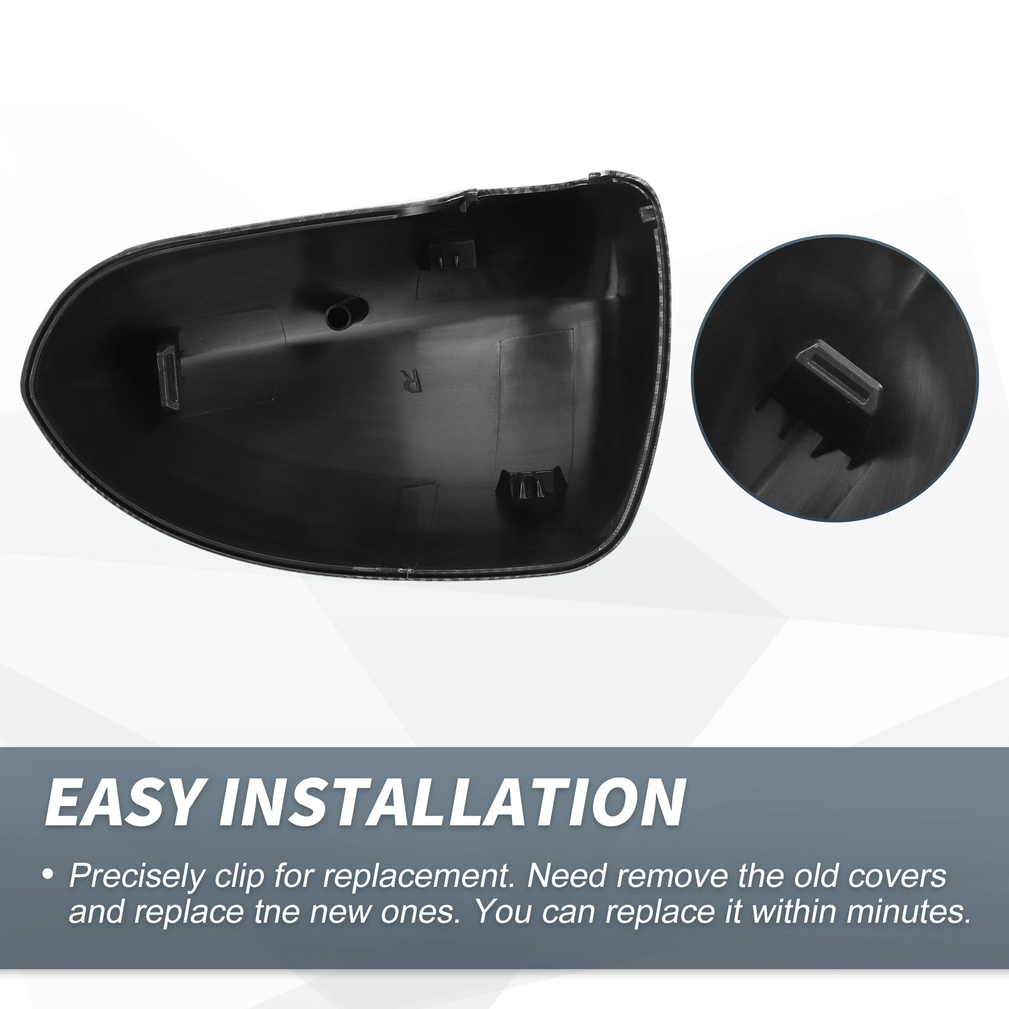 UXCELL Door Mirror Cover Cap Replacement Black Carbon Fiber for Opel Corsa D E 06-19