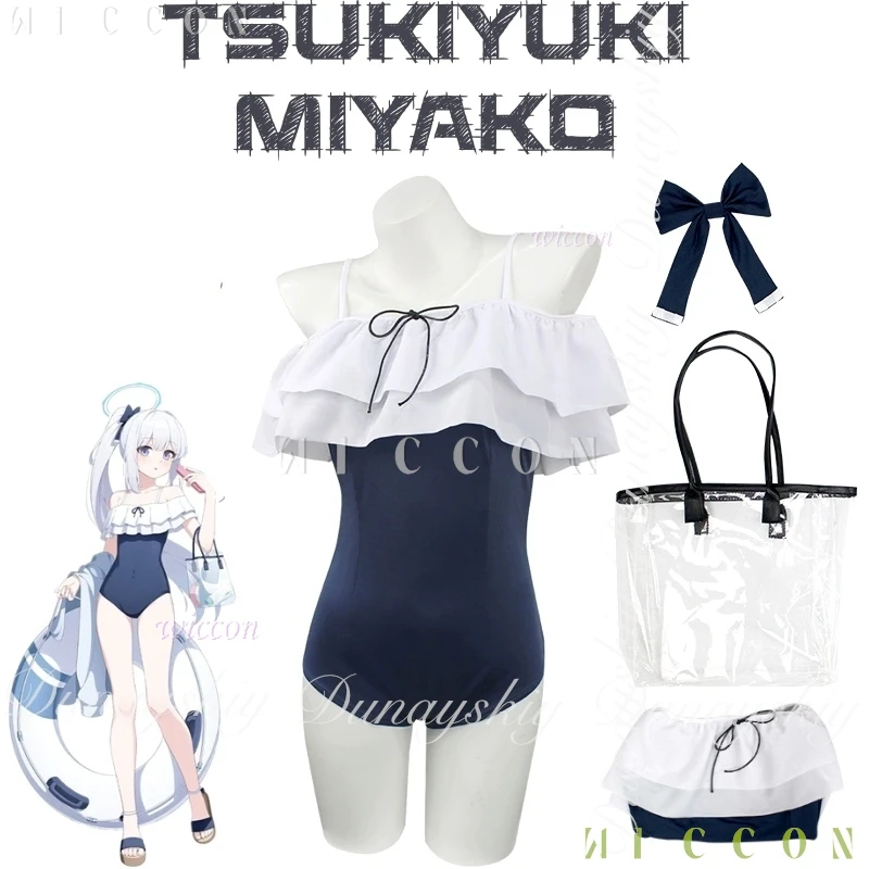 Halloween Costume Blue Archive Game Tsukiyuki Miyako Cosplay The RABBIT1 With The Dark Swimsuit With Carnival Outfit Adulto