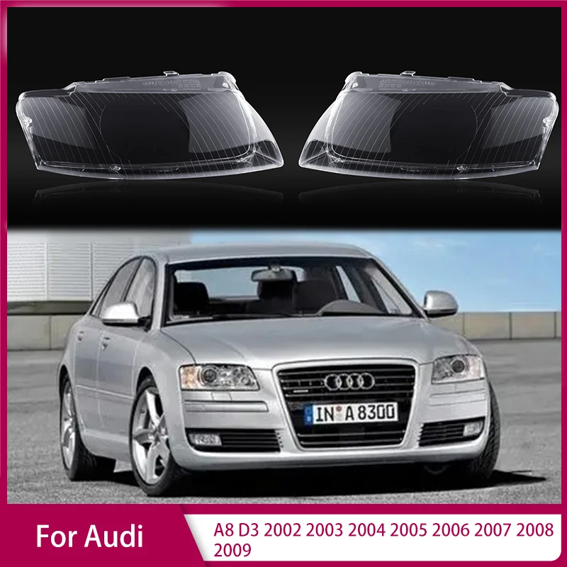 

Front Headlamp Plexiglass Headlights Shell For Audi A8 D3 2002 2003 2004 2005 2006 2007 2008 2009 Cover Transparent Lampshades