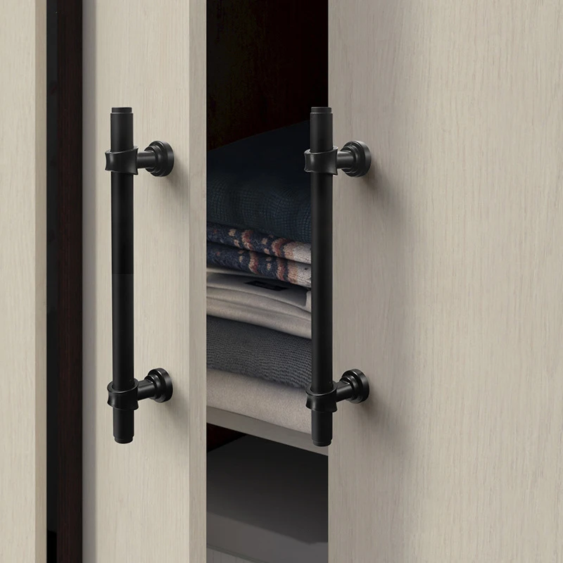 Modern Simple Black Handles for Furniture Wardrobe Cabinet Europe American Drawer Knob Hardware Kitchen Cabinet Handles