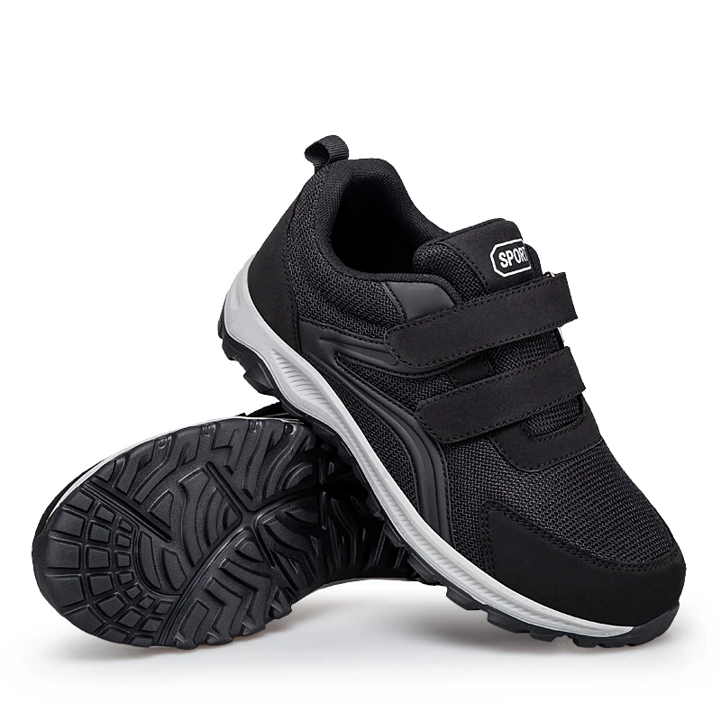 Orthopedic Adjustable Double Strap Hook and Loop Sneakers Diabetic Men Comfort Walking Shoes for Elderly Swollen Feet