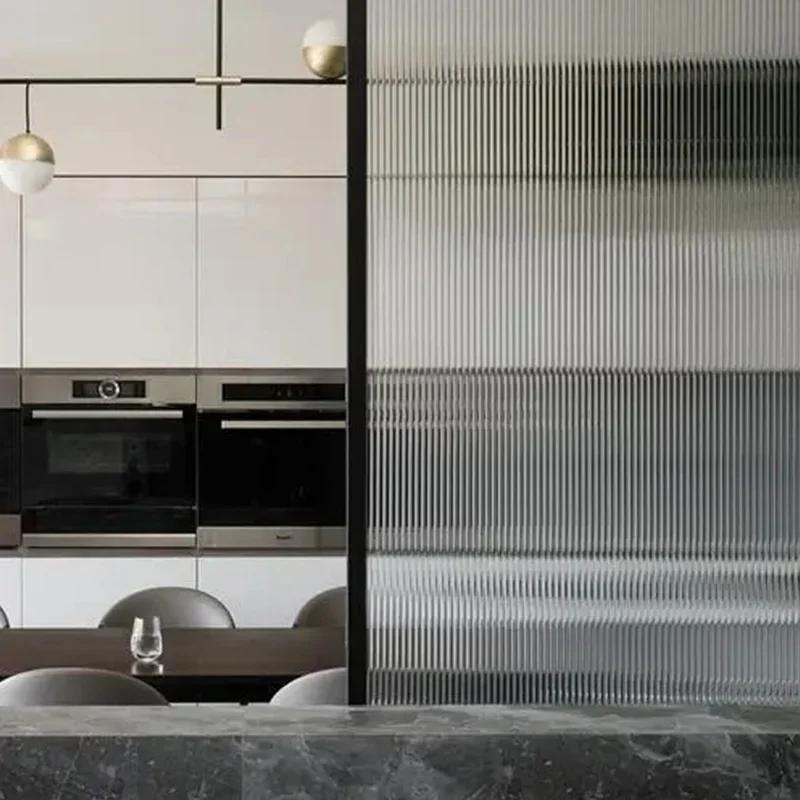 Reeded Glass Window Film, Privacy Film, Frosted Window Vinyl, 3D Decorative Decals, Non Adhesive, Bathroom, Living Room
