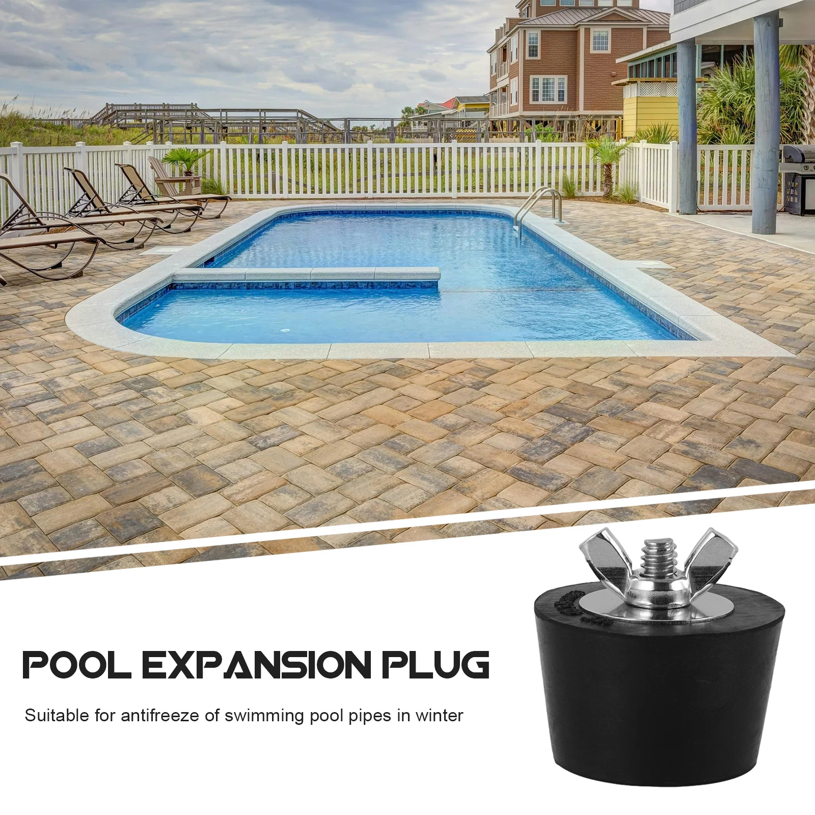 

2 Pieces Pool Expansion Plugs PVC Steel Threaded Winterizing Stoppers for Above Ground Pools Strainer Hole Replacement