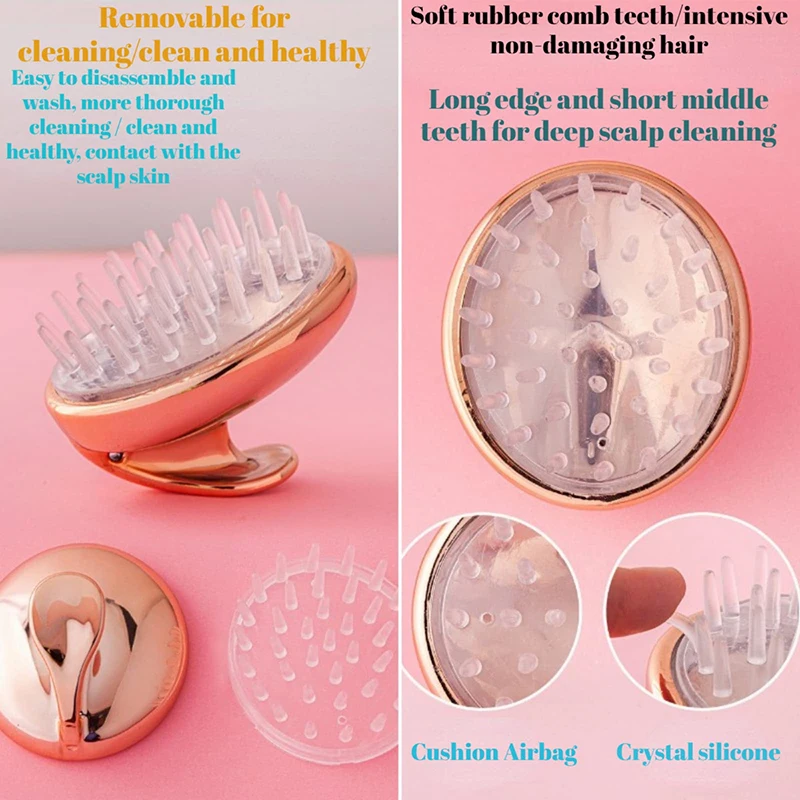 فرشاة الاستحمام النخبة مع أسنان سيليكون ناعمة، مدلك غسيل الشعر، منتج العناية بفروة الرأس
