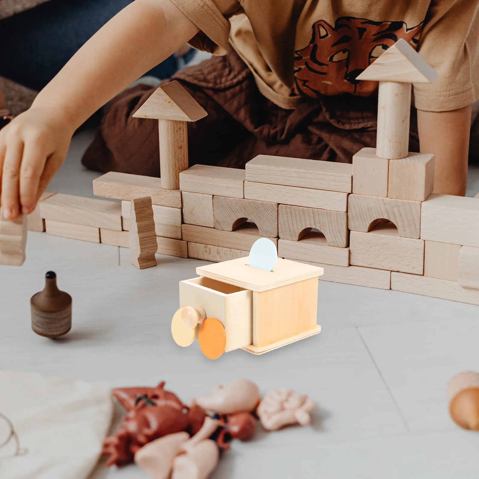 خشبية للأطفال الطفل استيعاب مونتيسوري التعليمية المهارات الحركية الدقيقة التدريب طفل اللعب تخزين العملات المعدنية