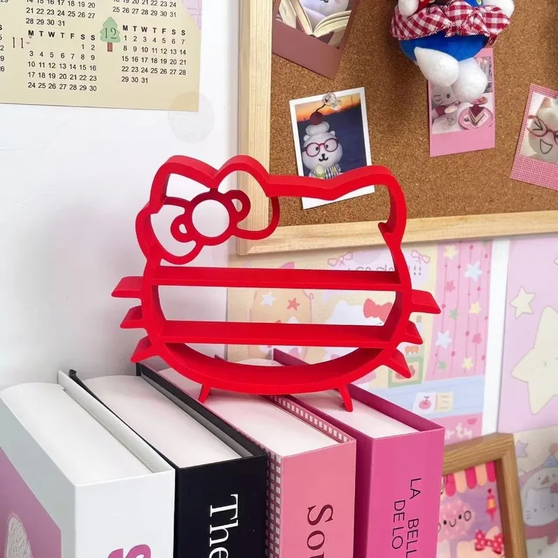 

Cute Hello Kitty Storage Rack Cartoon Kawaii Girl Desktop Doll Display Cabinet Furniture Model Shelves Mini Toy Gift Wholesale