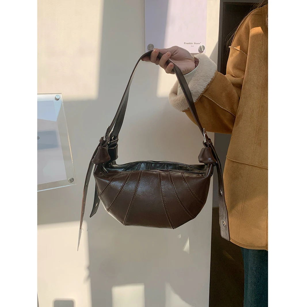 Half Moon Croissant Shoulder Bags For Women Vintage Solid Color Crescent Cross Body Bag Brand New Luxury Designer Handbags