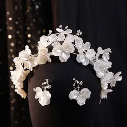 Exquisite White Shell Flower Hair Hoop Set Exquisite Bride Hair Bands Shell Headpiece Wedding Hair Accessories