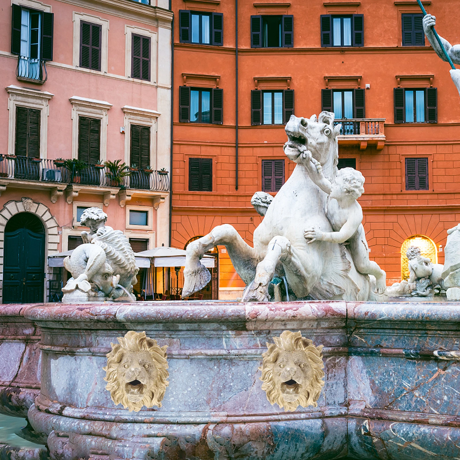 

Lion Head Wall Hanging Fountain Nozzle Resin Garden Water Sprayer Pond Fountain Sprinkler Yard Outdoor Decor