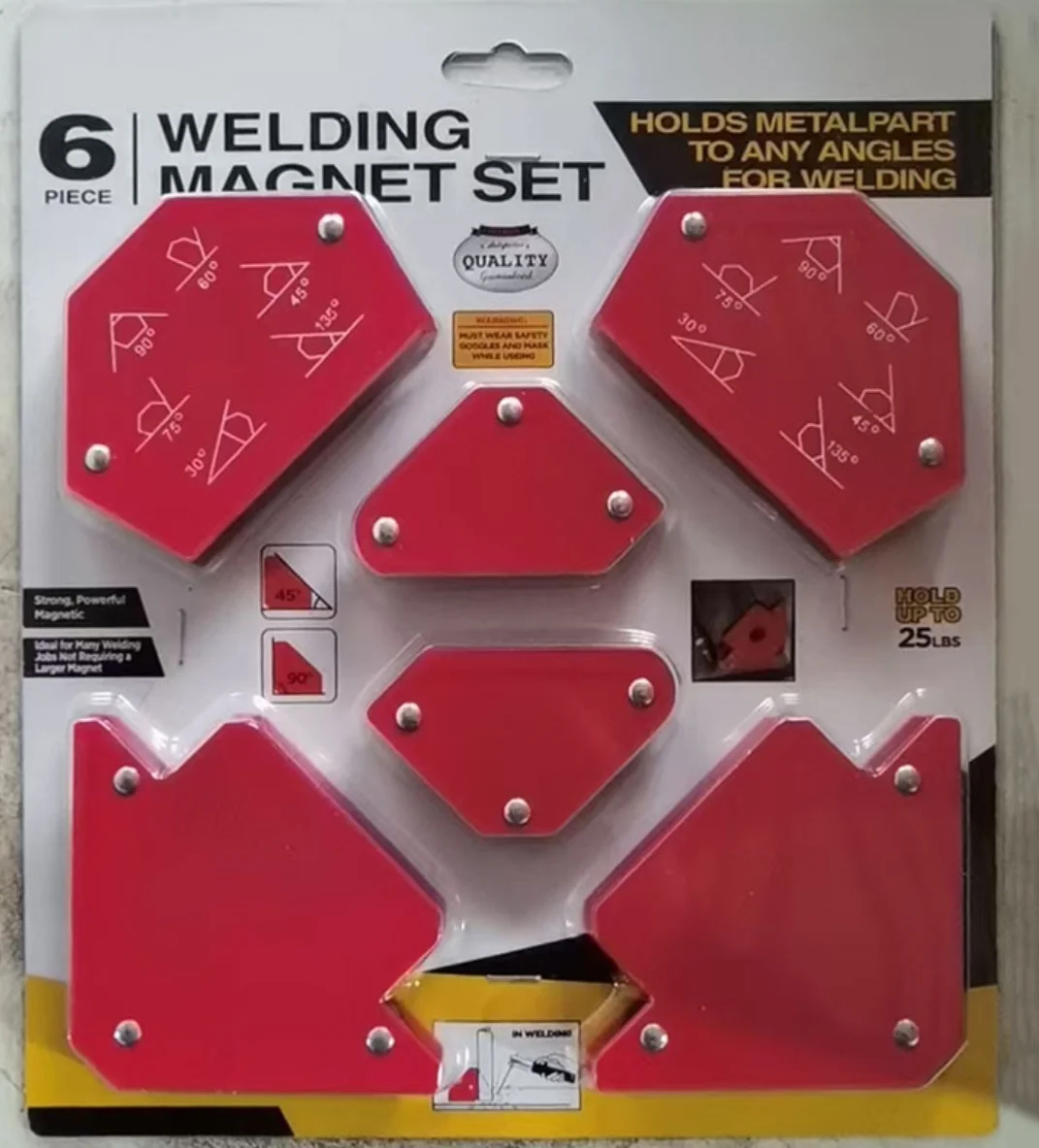6-Piece Magnetic Welding Angle Holder Set - Multi-Angle Metal Locator Tools with Anti-Collision Housing & Resin Edge Sealing for
