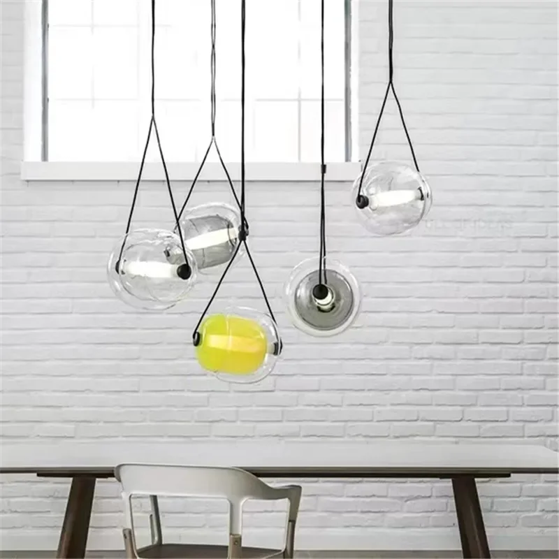 Capsule Pendant Light Colorful Glass Mini Led Light Hanging Fashion Design Restaurant Lighting Kitchen Bar Suspended Chandelier