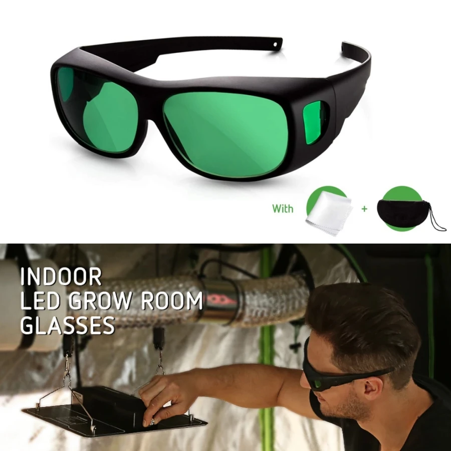 Plant Light Eye Protect LED Grow Room Glasses with Glasses Case UV Polarizing Goggles for Grow Tent Greenhouse Eyewear