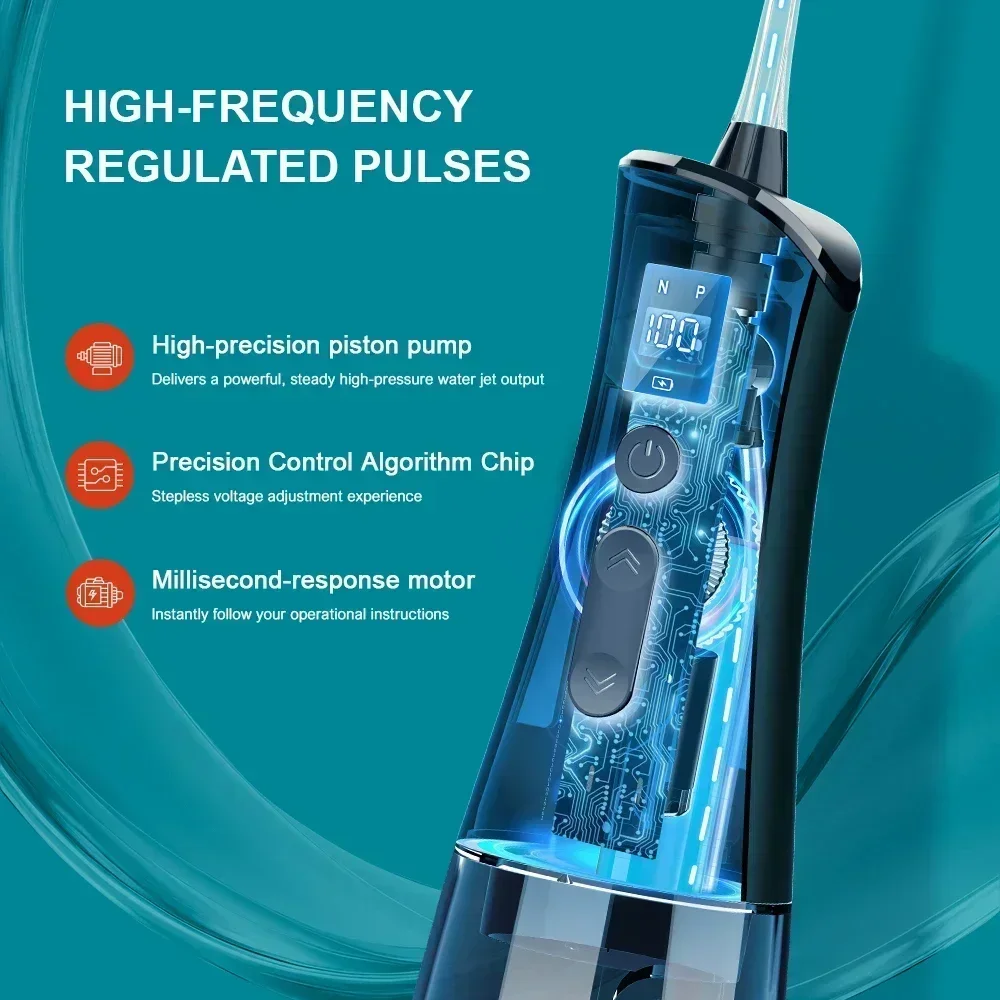 Portable Water Dental Flosser 320ML Rechargeable Cordless Oral Irrigator IPX7 Waterproof Teeth Cleaner Dental Accessories