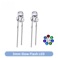 50PCS F3 3mm LED Slow Flashing RGB LED Multicolor Light Emitting Diode Round Full Color LEDs DIY Electronic Kit