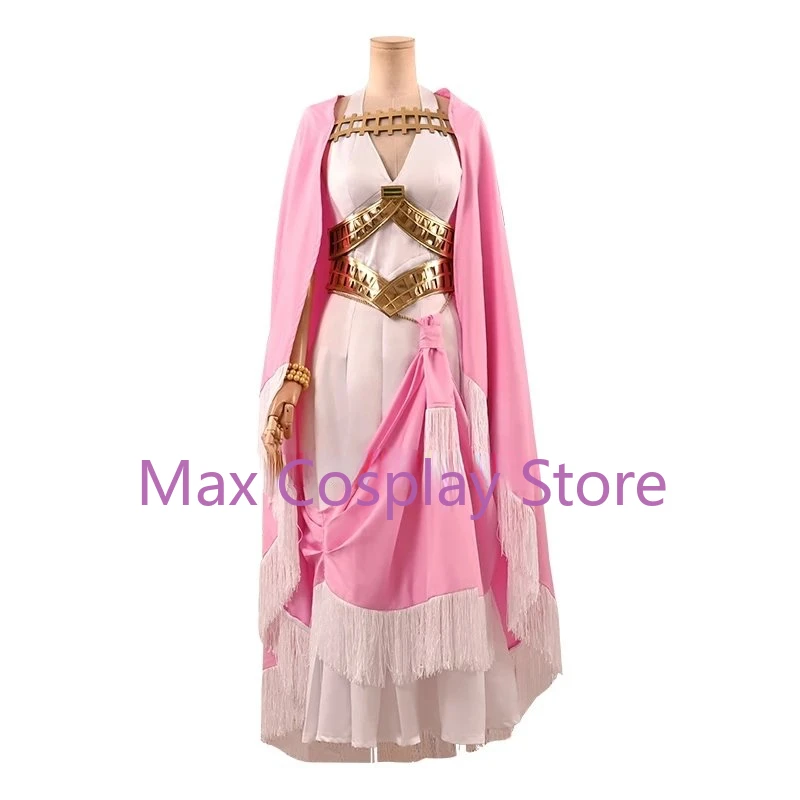 Max Anime Cosplay Nefeltari Vivi Princess Elegant Dresses Pink Cloak Halloween Role Play Costumes Wig Long Blue Hair Props Cos