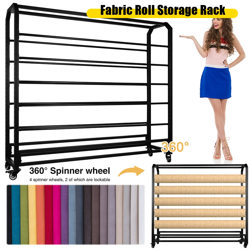 

Стеллаж для хранения рулонов ткани на колесах, большая полка для демонстрации рулонов, органайзер для ткани, держатель для штор/обоев/скатертей