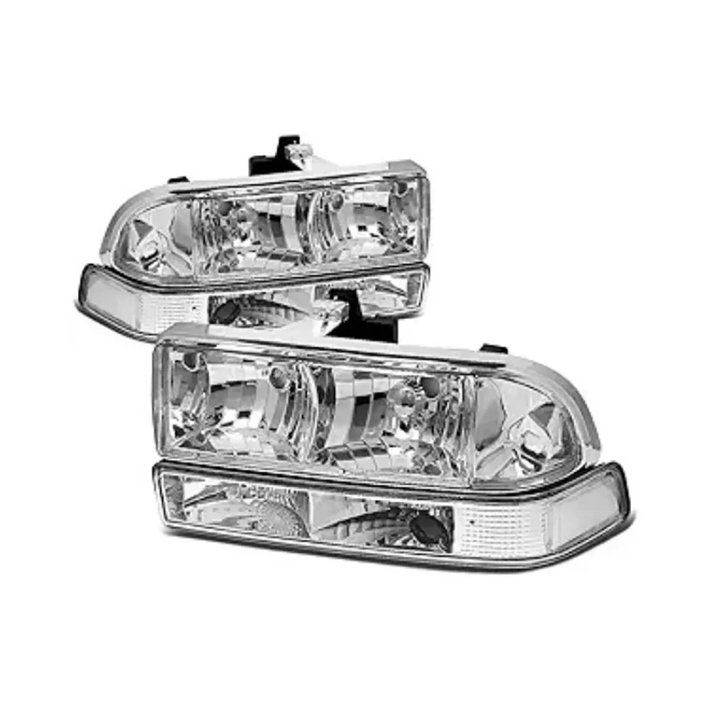 1 Set 4 Piece Headlight Head Light for Chevrolet Chevy S10 Blazer 1998 1999 2000 2001 2002 2003 2004 Without Light