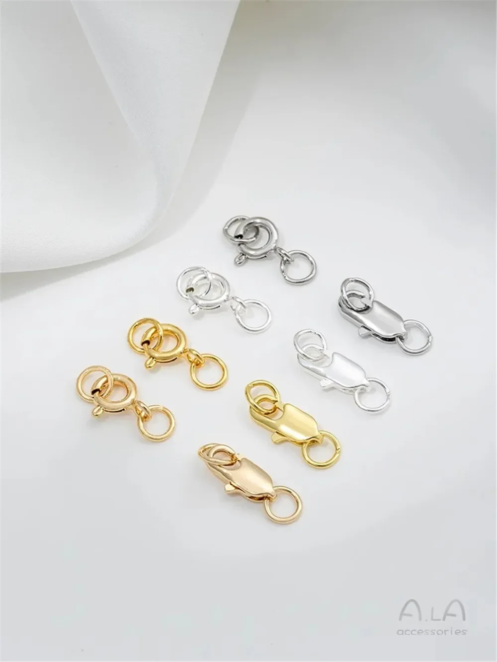 

Italian 14K Gold-wrapped Two-end Closed Ring Spring Buckle Double Ring Fishtail Buckle Connection Tail Buckle Accessories