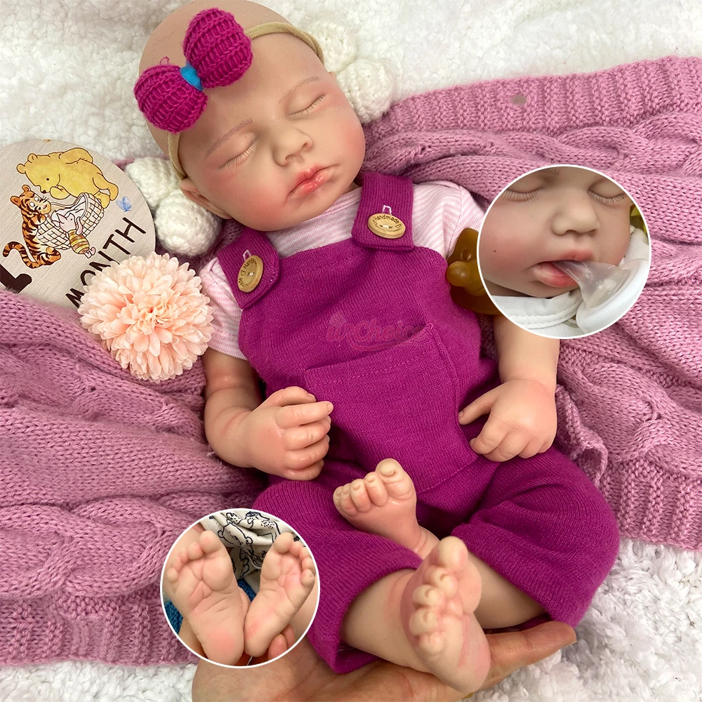 Lifelike 50cm Open Mouth Loulou Full Soft Silicone Reborn Baby Handmade 3D Skin Texture Doll Washable Bebe for Doll Enthusiasts
